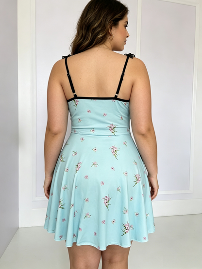 sleep dress, blue, floral