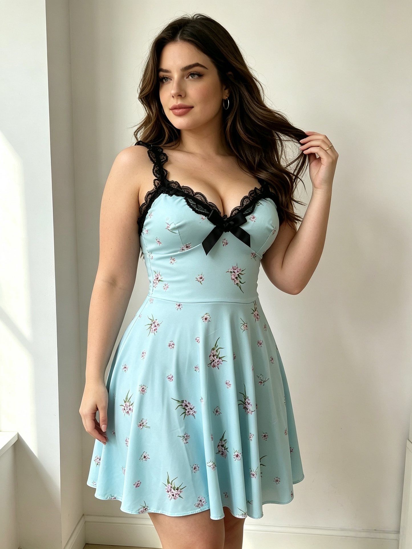 sleep dress, blue, floral