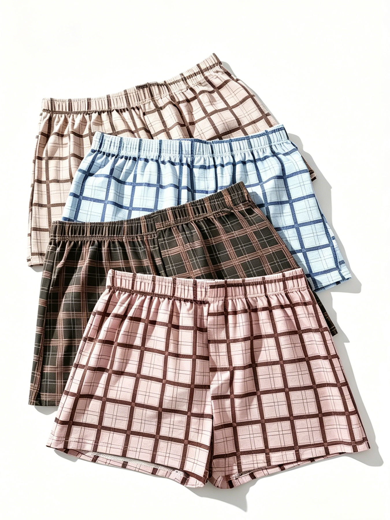 4 Pcs Plaid Mens Boxer