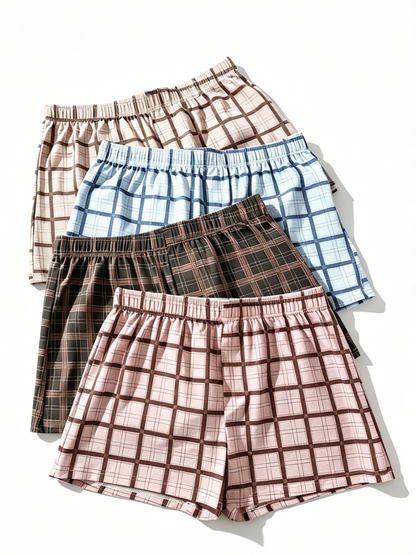4 Pcs Plaid Mens Boxer