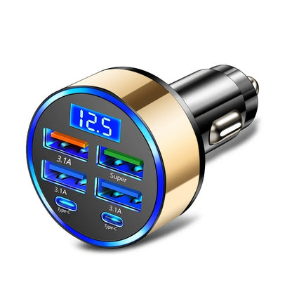 6-in-1 Fast Charging Car Adapter 3.1A Dual Type-C
