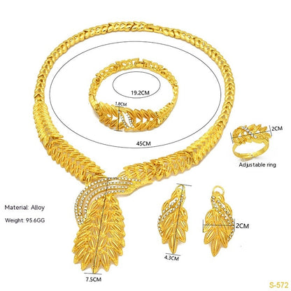 Conjunto de cuatro piezas de joyería de aleación de 24 quilates para mujer