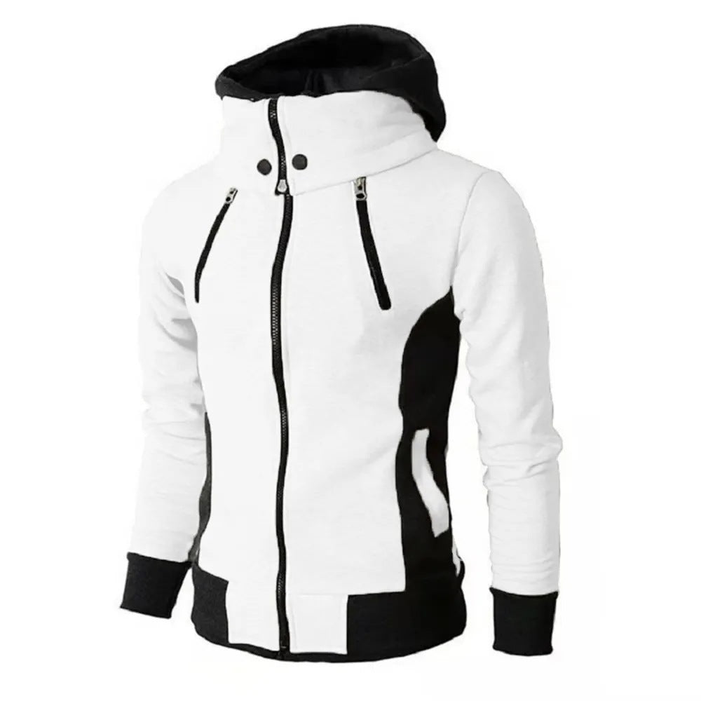 Men's Zip UP Hooded Jacket Fake Two Piece Sports Cardigan Casual Slim Sweatshirt Jacket San Remo