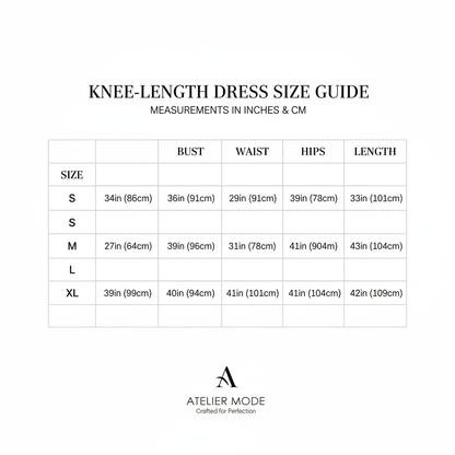 knee dress S size Chart S-XL