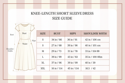 knee-length short sleeve dress size Chart S-XXL