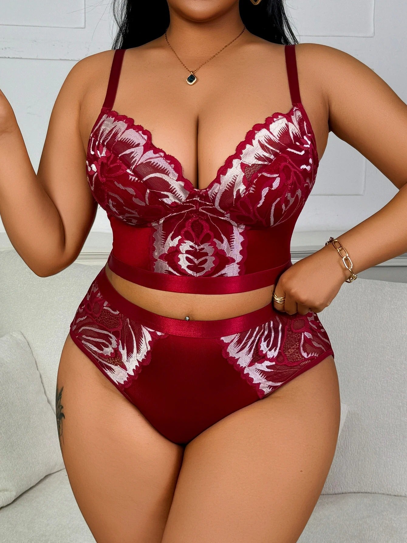 Plus Size Minimizer Lingerie Set