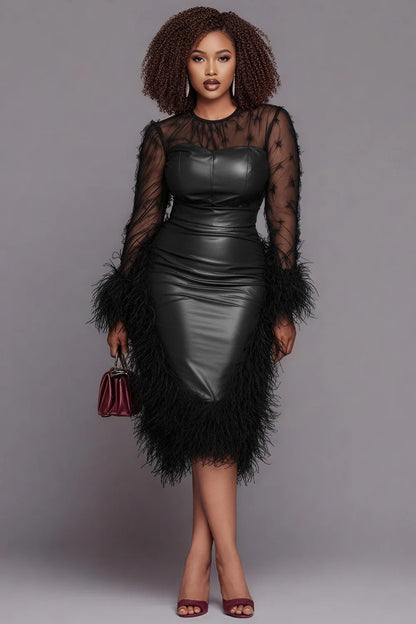 PU Leather Midi Dresses