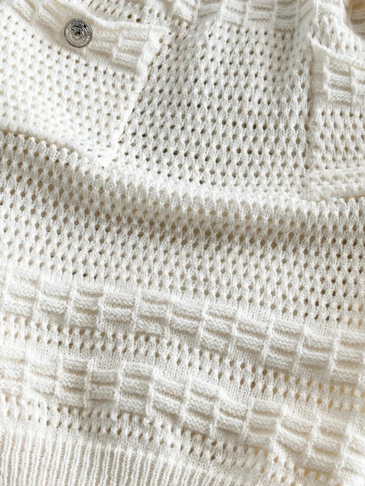 Hollow Out Knit Mini Dress