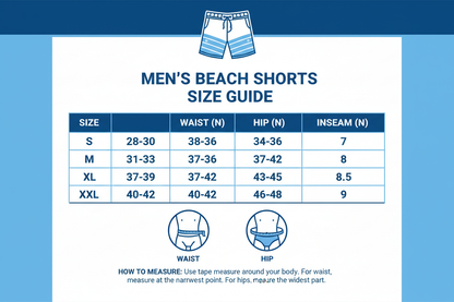 Men's short beach size chart