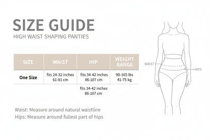  One Size High Waist Belly Panties Shaping Abdomen Size Chart