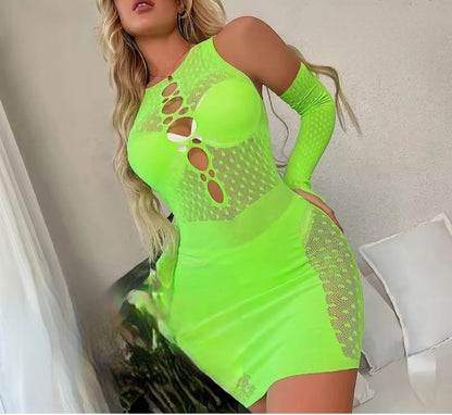 Women's Lace Fishnet Mini Dress Sleepwear