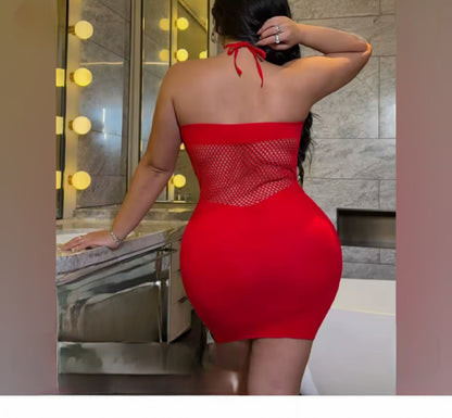 Mesh Hollow Out Fitted
Mini Dress One Size Sleeveless Bodycon