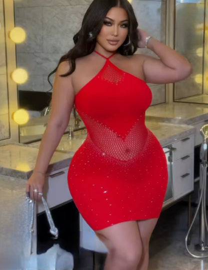 Mesh Hollow Out Fitted
Mini Dress One Size Sleeveless Bodycon