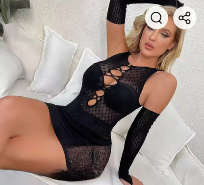 Women's Lace Fishnet Mini Dress Sleepwear