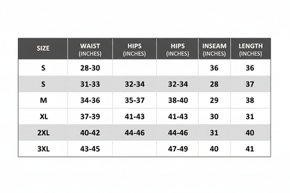 Tight Slim Thermal Stretch Compression Pants Size Chart S -3XL