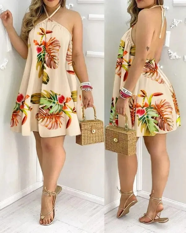 Neck Dress, Vacation Style Backless Dress