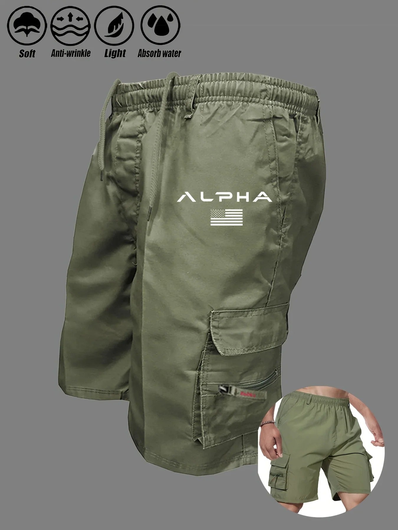 American Flag Printed Cargo Shorts