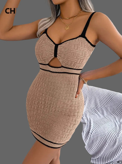 Sheath Vest Idos Bodycon Mini Knitting Spaghetti Strap Dress
