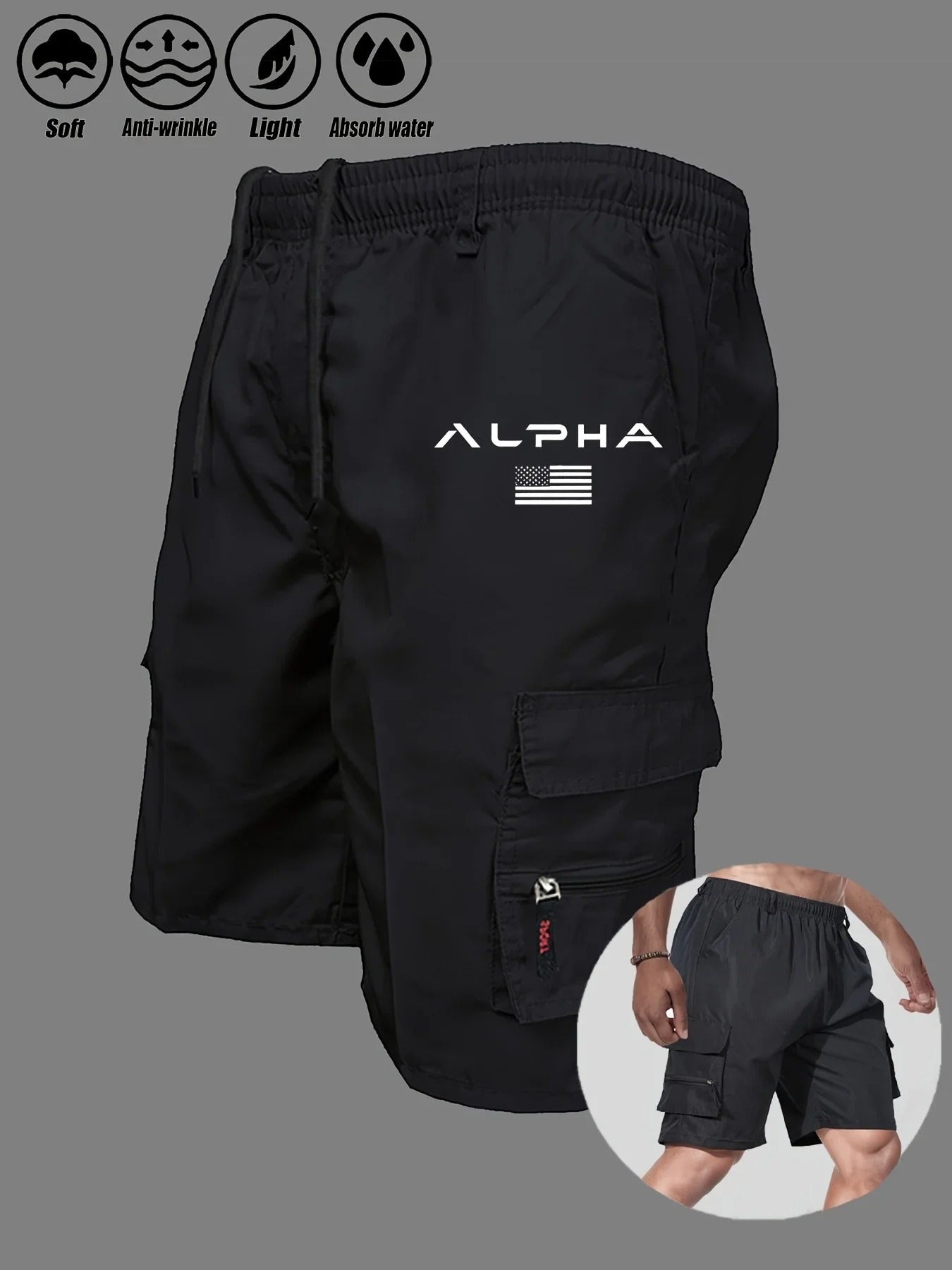 American Flag Printed Cargo Shorts