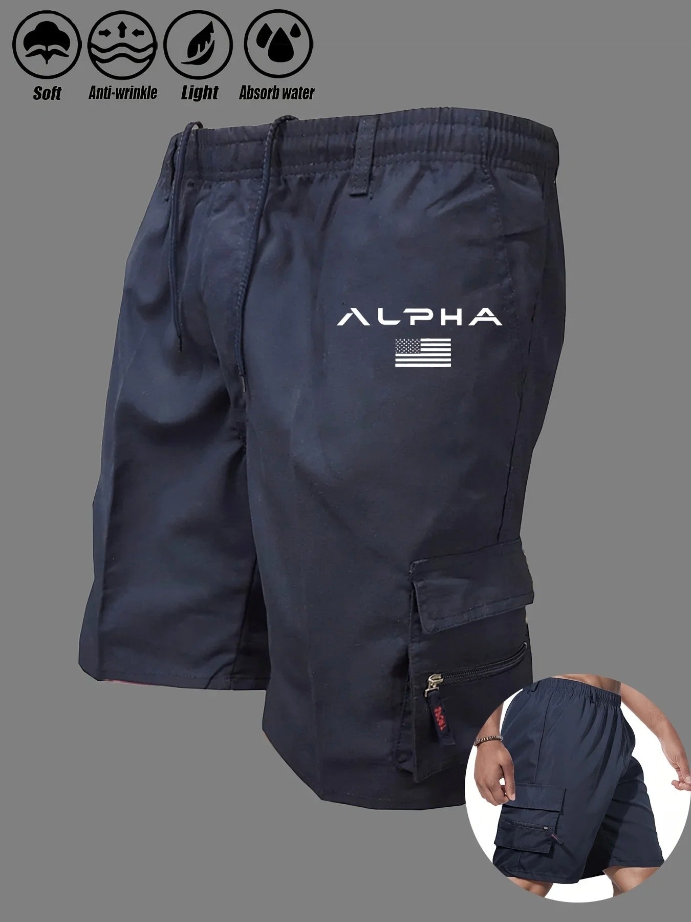 American Flag Printed Cargo Shorts