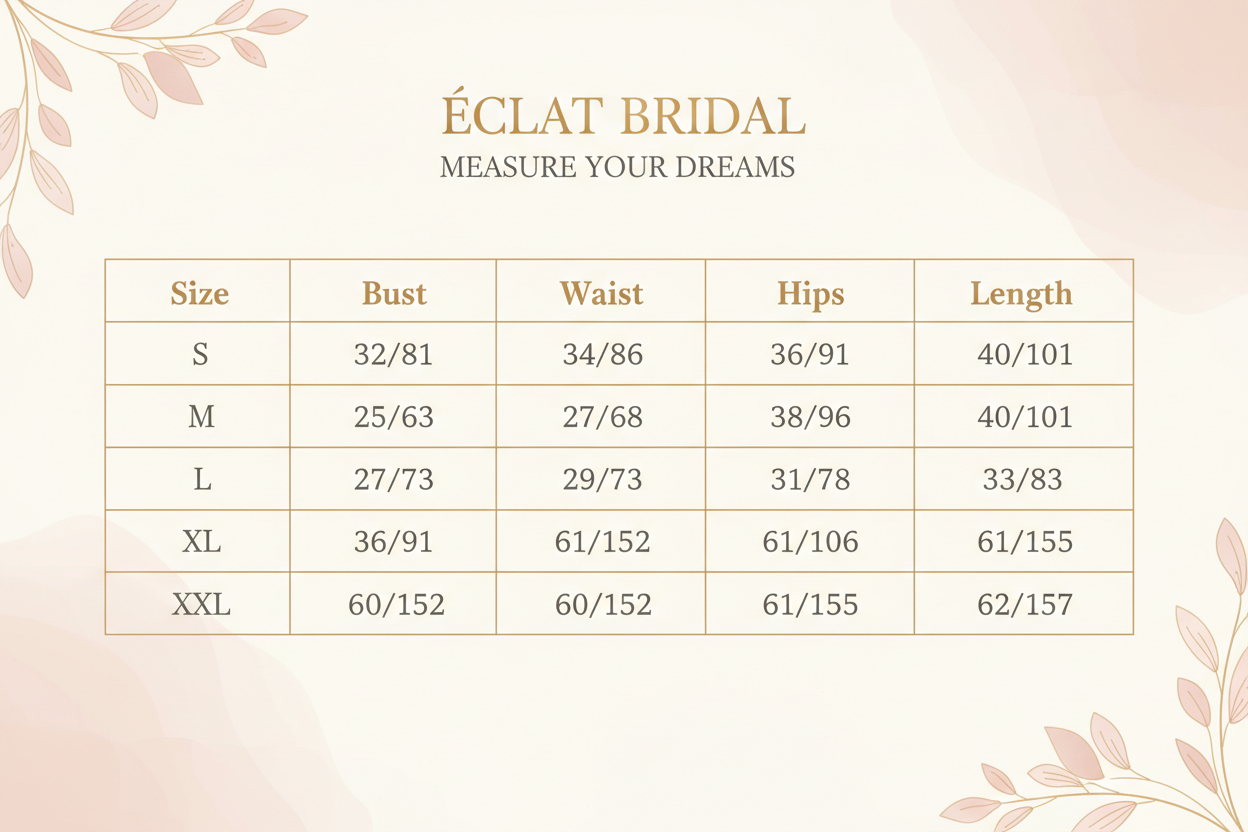  Wedding Evening Dresses Size Chart S-XXL