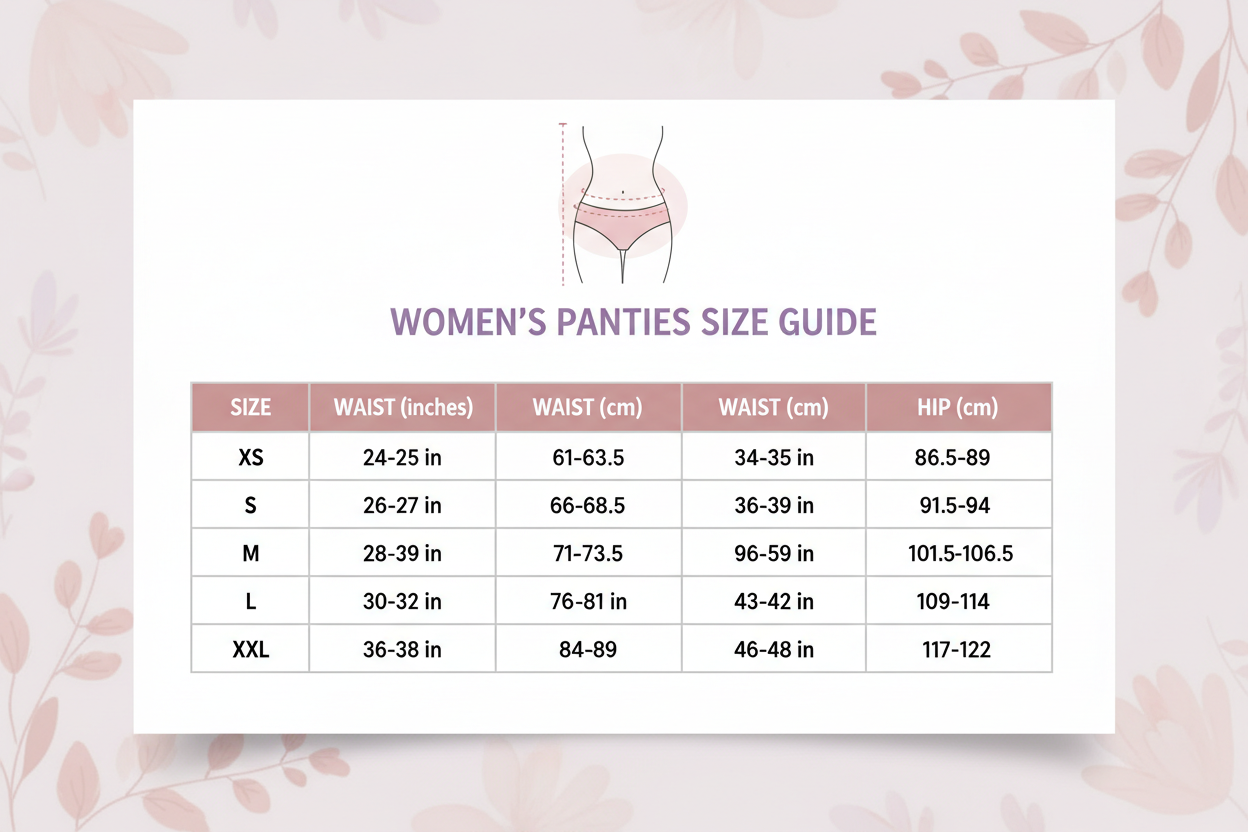women's panties size chart