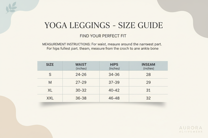 yoga leggings SIZE Chart S-M-L-XL-XXL